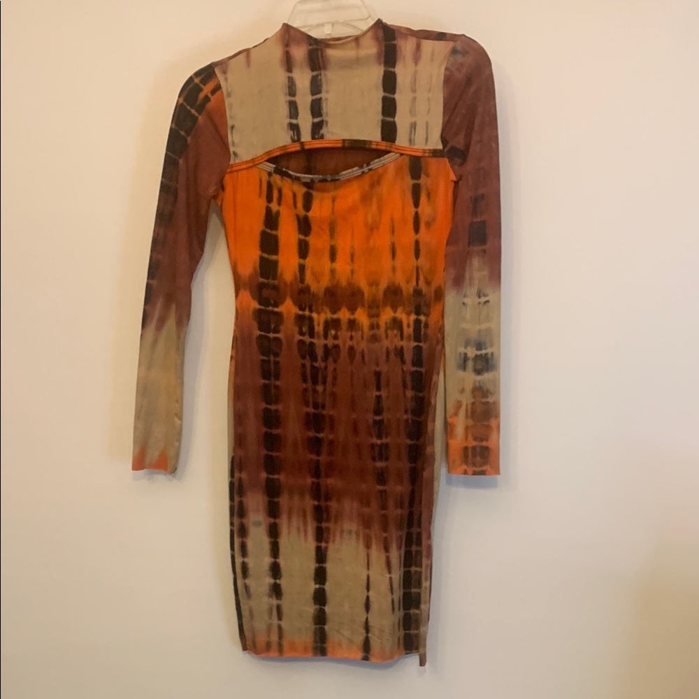 Multicolor Tie-Dye Long Sleeve Dress